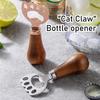 Portable Beer Bottle Opener Stainless Steel Acacia Wood Beer Bottle Opener Creative Cat Claw Vertical Cute Cap Opener 1pcs