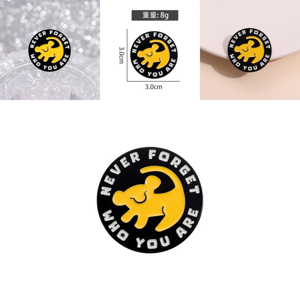 Stylish And Fun Geometric Round Never Forget Who You Are Cartoon Dog Metal Pin