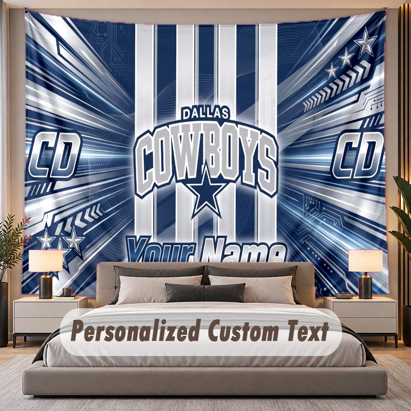 Custom Name Text Tapestry Dallas Cowboys Personalized Polyester Wall Tapestry For Bedroom And Room