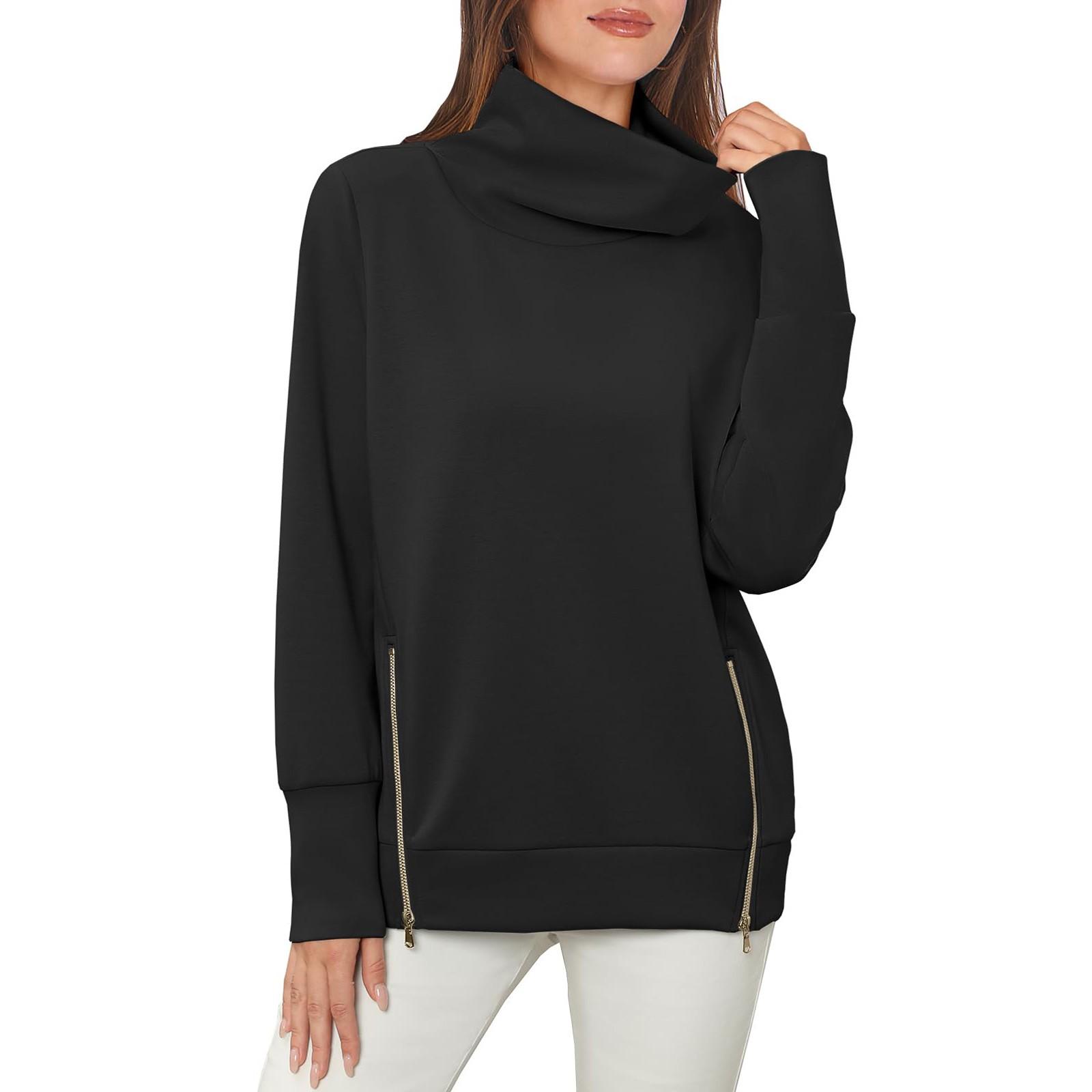 

Женские толстовки, свитера с высоким воротом, повседневная удобная модная одежда, одежда M чёрный