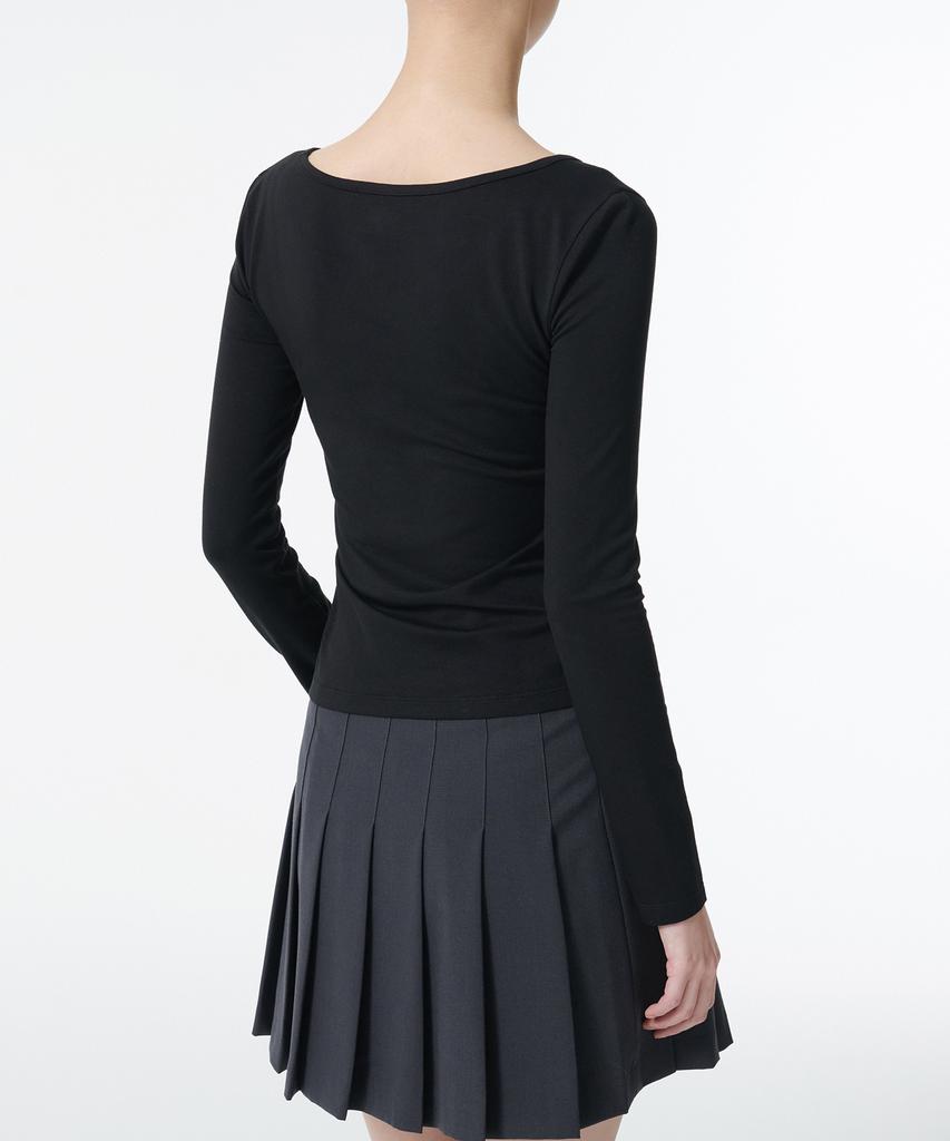 MUSINSA STANDARD WOMAN Women'S Tencel Slim Ballerina Long Sleeve T-Shirt [Black]