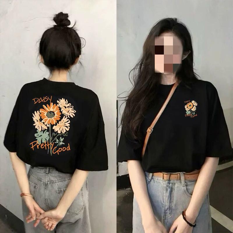 

Front shoulder black short-sleeved t-shirt women s 2025 summer new popular loose design pure cotton thin t-shirt top XXXL