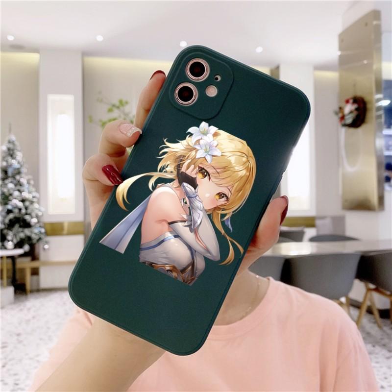 Genshin Design Phone Case For IPhone 14 11 12 13 Pro Max X XR XSMax 6 6S 7 8 Plus SE 2022 Soft Square Color Phone Cover