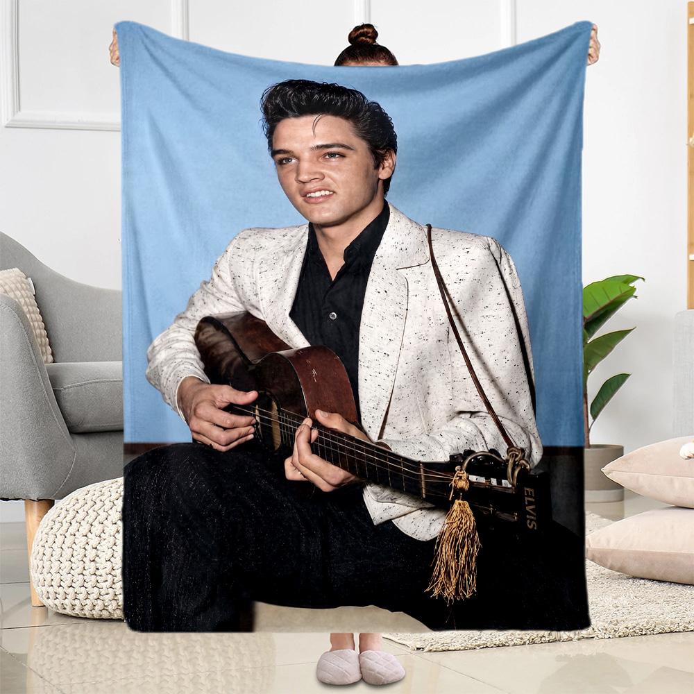 Rock Roll Legend Elvis Presley Blanket Soft Warm Cozy Suitable for Bed Picnics Chair Four Seasons Multipurpose Modern Style