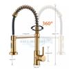 Brushed Gold Kitchen Sink Faucet One Handle Spring Hot and Cold Water Tap Deck Mounted Bathroom Kitchen Crane