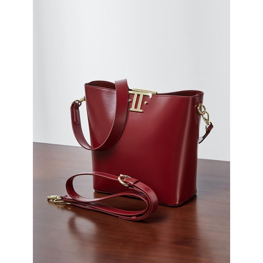 

Сумка-ведро для поездок на работу, универсальная, из коровьей кожи, подмышку, женская сумка, большая вместимость, на плечо бордовый