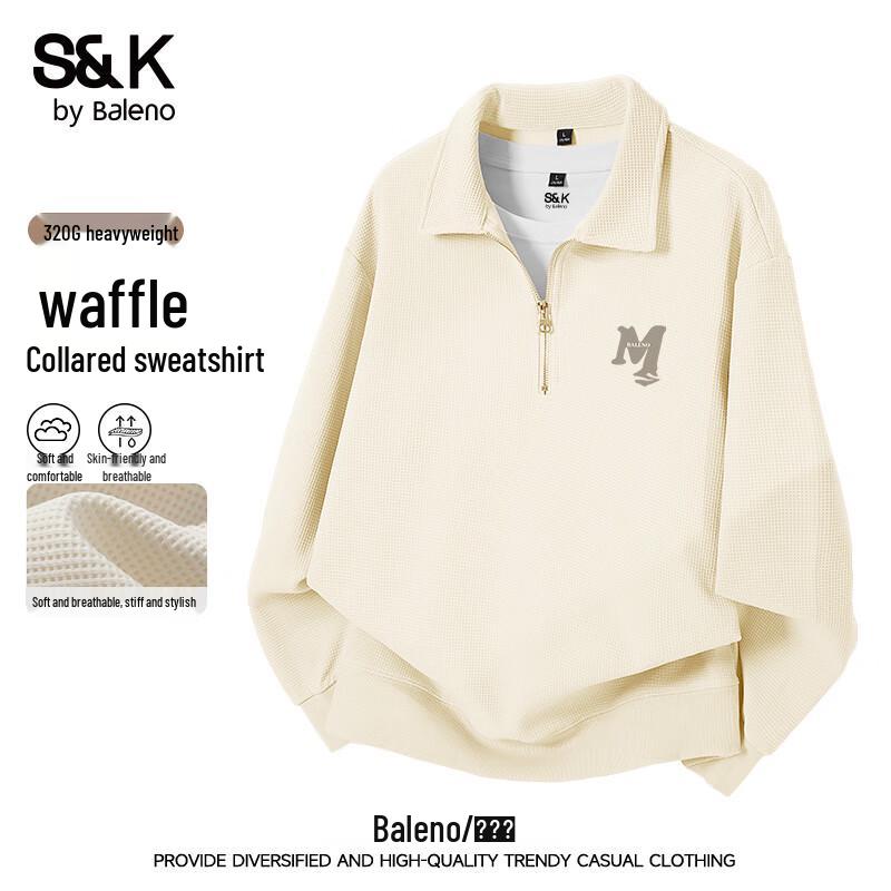 Baleno Men's S&K Waffle Knit Quarter-Zip Polo Sweatshirt
