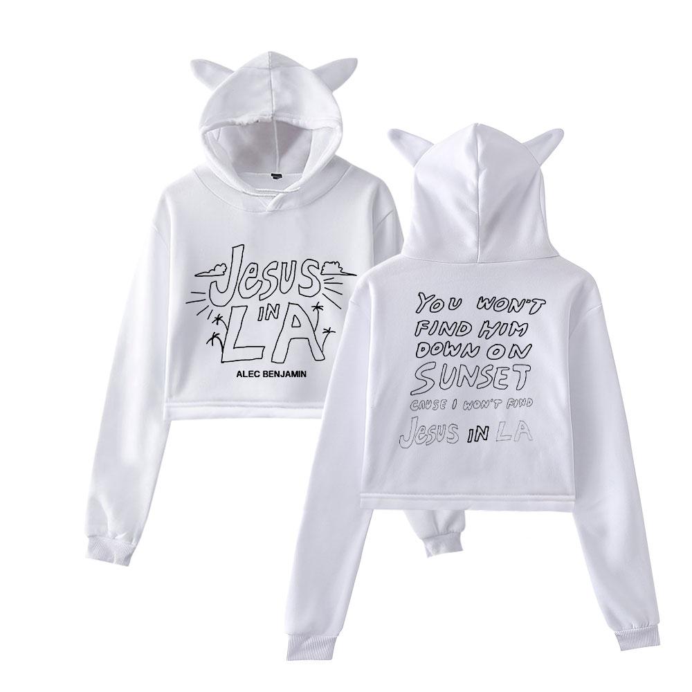 Women Alec Benjamin Print Cropped Sweatshirts Oversize Loose Harajuku Pullovers Korean Casual Tops