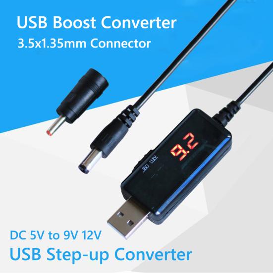 USB To D.C 5.5/3.5mm Power Cable Portable USB Power Booster 5V To 9V/12V Step Up Converter for Router Modem & Small Electronics