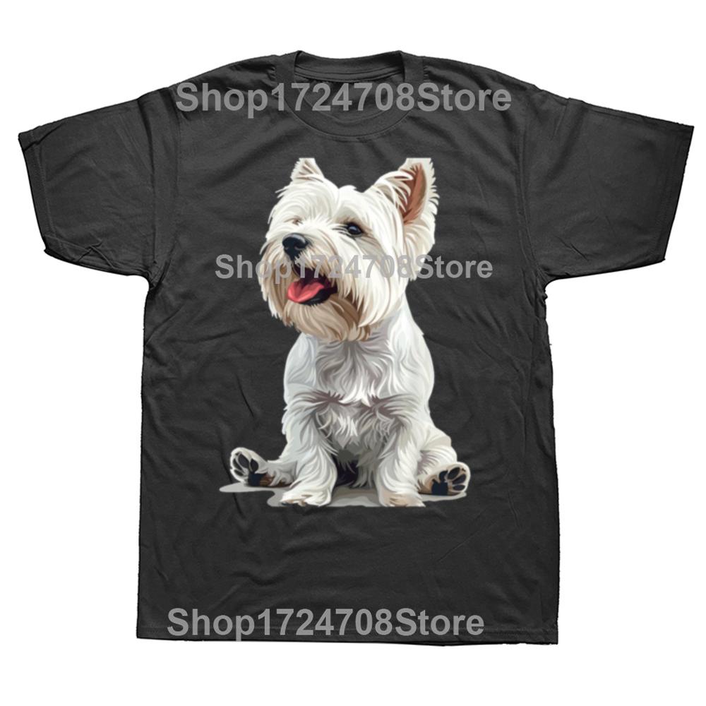 Lustige West Highland White Terrier Hunde Westie T-Shirts Herren Damen Mode Lässiges T-Shirt 100% Baumwolle Locker Übergröße T-Shirt