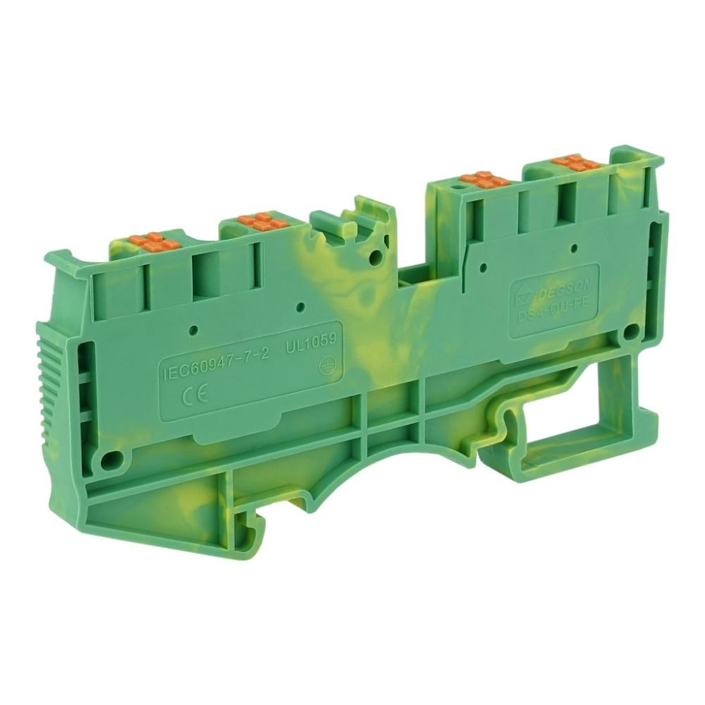 4mm² 1P 4-Wire Spring Terminal Block Yellow-Green PE