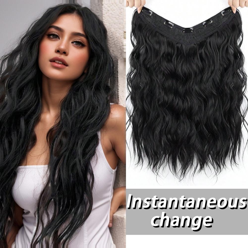 XINRAN Synthetic Long Big Wave Curly Clips In Hair Extensions 5 Clips Hair Pieces For Women Easy To Wear