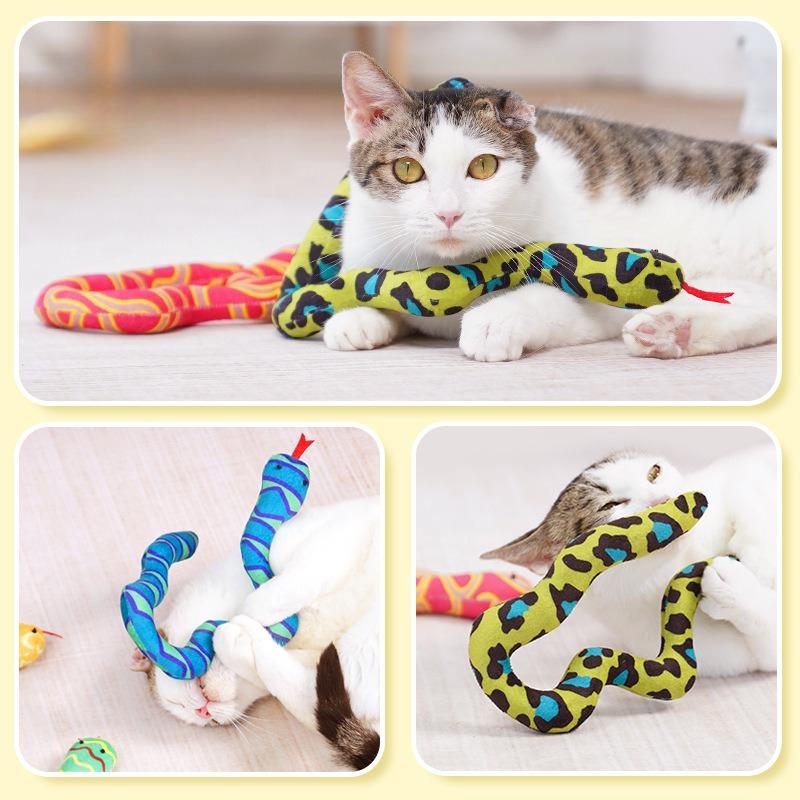 Katzenspielzeug Selbst-hi zur Linderung von Langeweile Katzenminze Schlange Verbraucht Körperkraft zum Zähneputzen, Bissfestes Kätzchen-Teaser Katzenstab Haustierspielzeug
