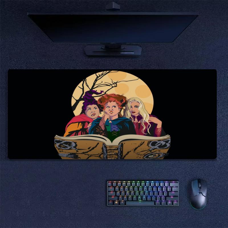 Hocus Pocus Cartoon Mouse Pad, Large Gaming Desk Mat, Non-slip XXL Mousepad for Laptop & Tablet, Mini PC Playmat with Stitched Edges