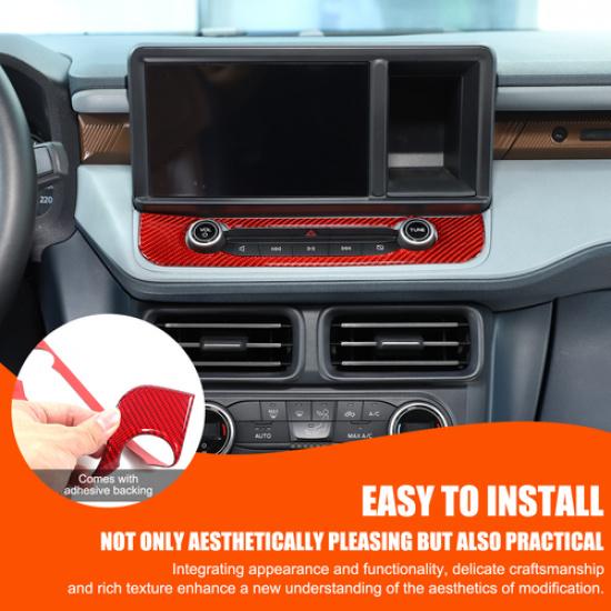 Red Carbon fiber Warning Light Switch Frame sticker for Ford Maverick +