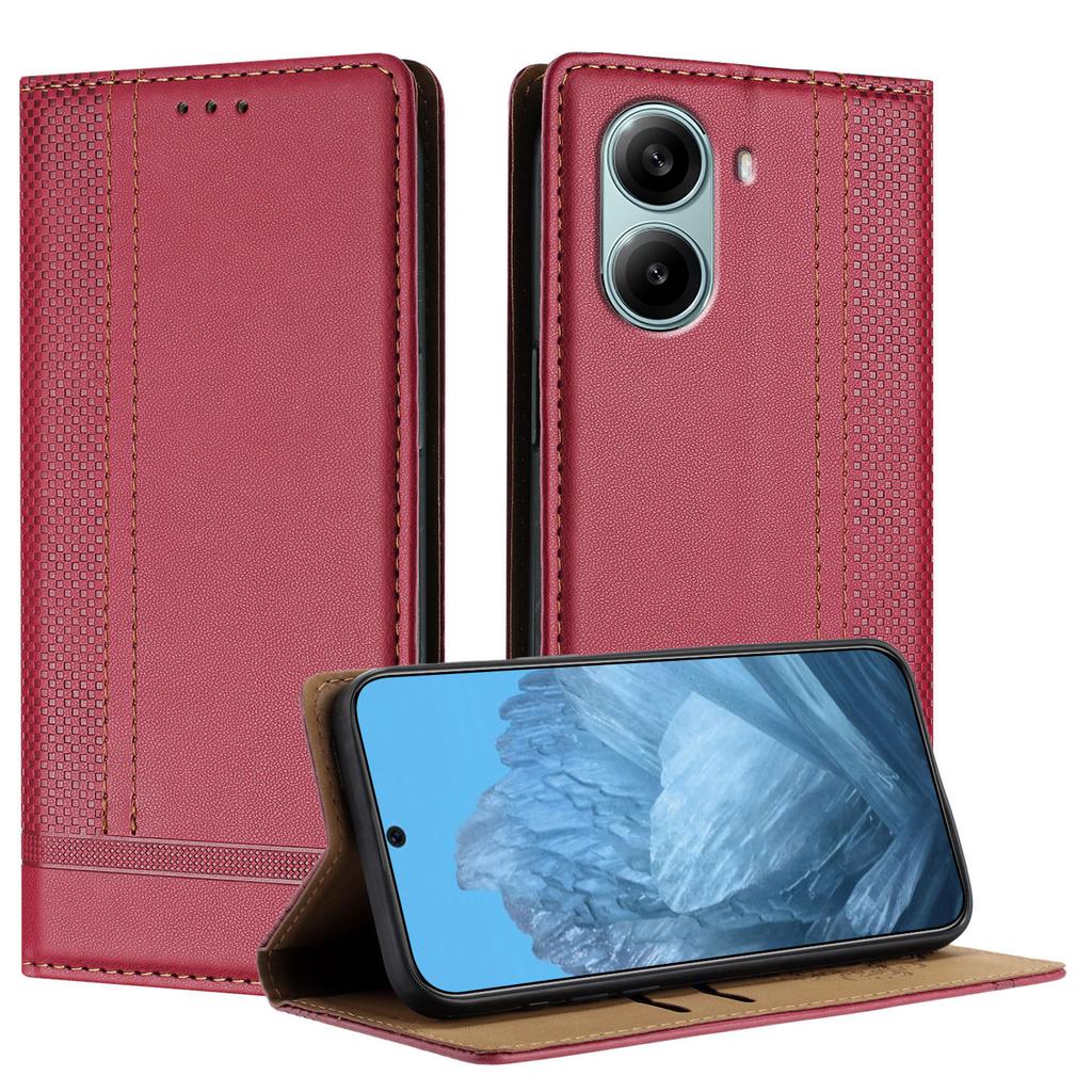 For Xiaomi Redmi Turbo 4 Pro 5G Case L-Shaped Grid Pattern Leather Stand Phone Cover with Card Slots