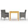VidaXL 3-Piece Garden Dining Set Outdoor Dining Furniture Patio Dining Table and Chairs Furniture 3067668