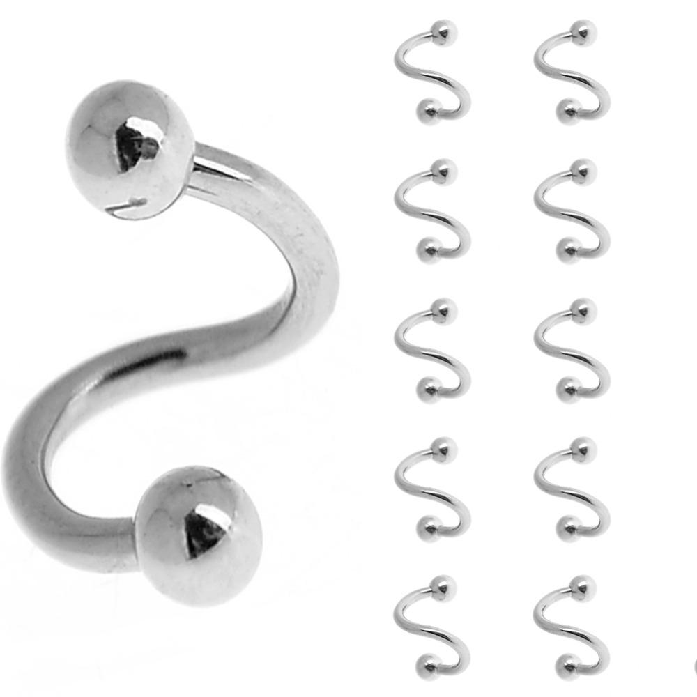 Cheap 5Pcs/Set Nose Hoop Ring Twisted Surgical Stainless Steel Balls
