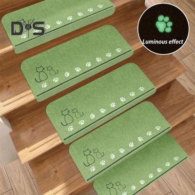 Step Mat Cartoon Pattern No Residue Easy Installation Anti-Slip Surfaces Floor Mat Wooden Stair Protection Pad