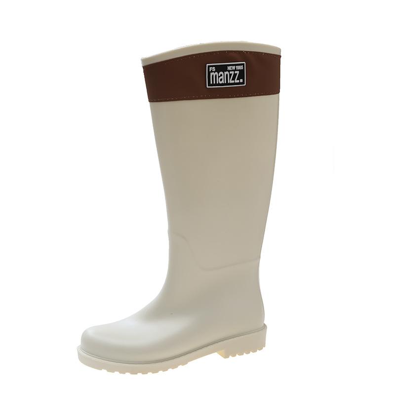 Tall Tube Fashion Rain Shoes Women's Water Boots Color Matching New Outer Wear Rain Boots Women's Adult Long Boots Waterproof Glue Shoes