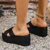 Fashion Braided Cross Strap Platform Sandals for Women 2025 Summer Thick Bottom Beach Slippers Woman Plus Size Fashion Wedges Sandalias