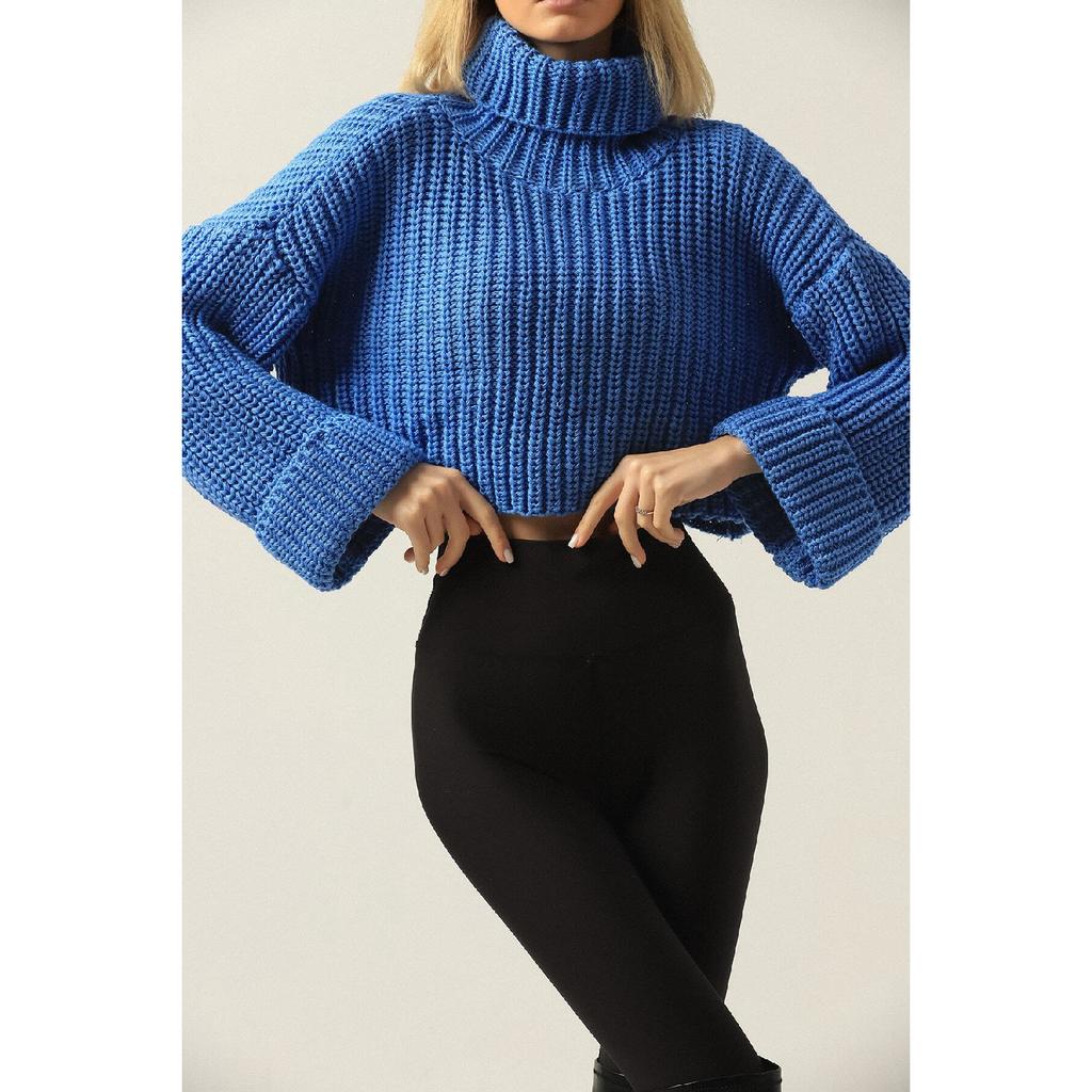 Pulover de damă cu gât crop tricotat