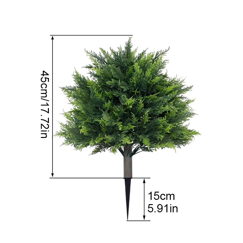1PC Artificial Cedar Topiary Ball Trees Outdoor Plastic Faux Cypress/Pine Bushes Garden With Ground Spike Realistic 45cm
