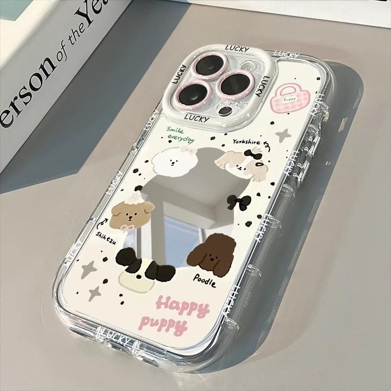 Cartoon Puppy Suitable for Iphone16pro Mobile Phone Case Apple 15plus Mirror 14 Cute 13 Silicone