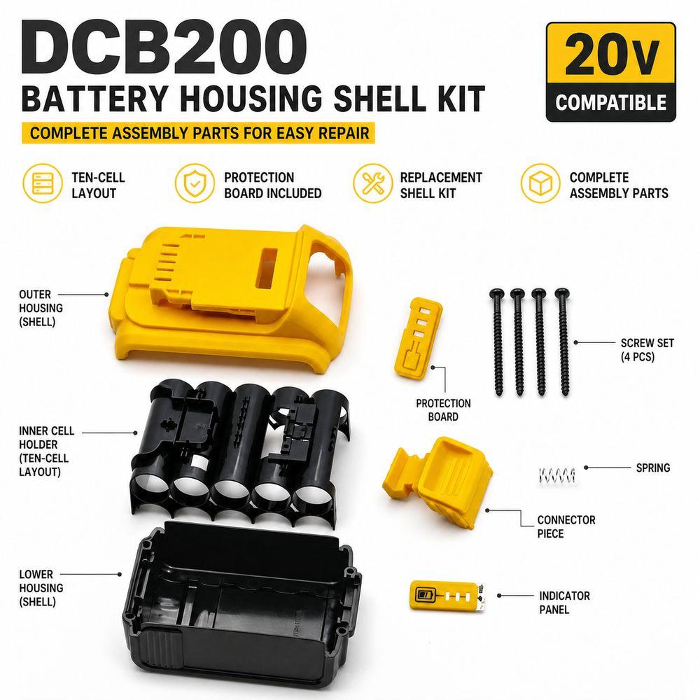 Protection Board Battery Case Kit for DeWalts/20V/DCB201/DCB203 DCB204 DCB200