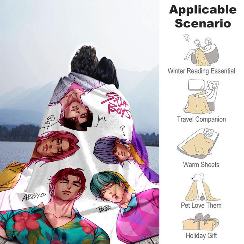 1pc Blanket K-Pop Demon Hunters Print Design, Lightweight Blanket for Sofa, Bed- Soft &Warm, Gift for All Seasons like Christmas, Halloween