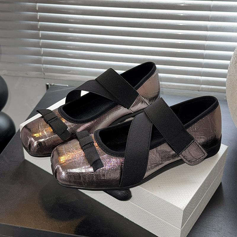 

Mary Jane shoes women s 2025 niche bow cross-strap ballet shoes Korean version design sense inner height increase single shoes 40