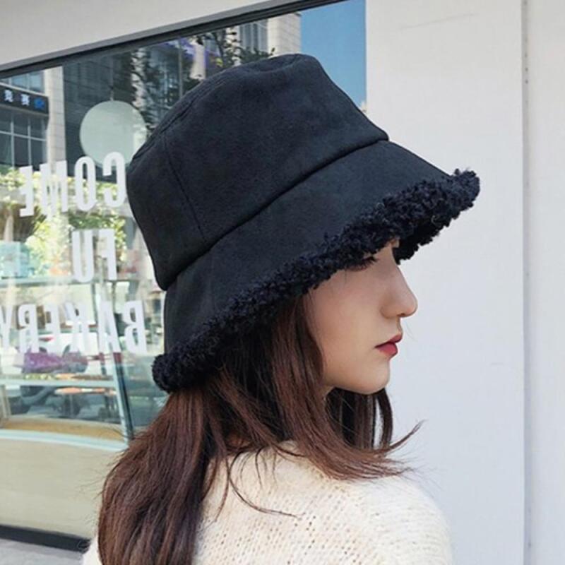 Tobiba Hat Suede Fashion Bucket Hat Winter black