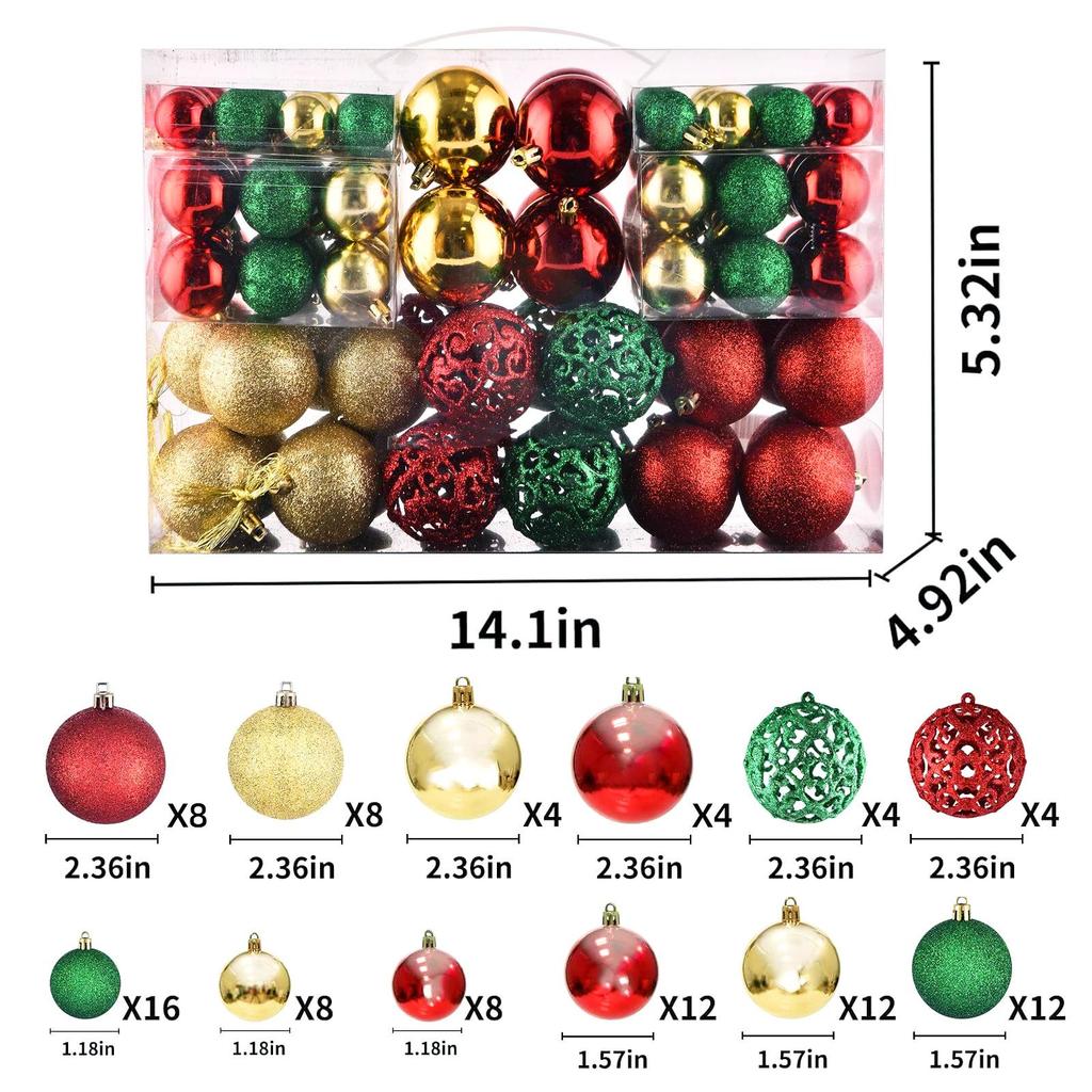 Electroplated Irregular Painted Plastic Christmas Ornament Set 100-Pack