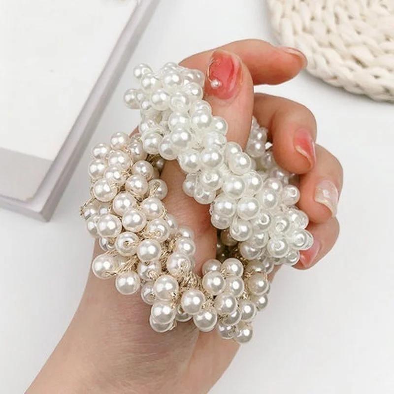 Elegant Pearl Hair Ties for Women Girls Simple Ponytail Headbands Elastic Hair Accessories Fashion Jewelry Hairband