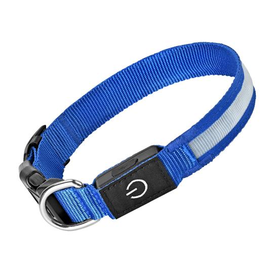 

Світловідбиваючий нашийник для собаки, що перезаряджається, 3 режими світла, регульований, для безпеки вночі, вечірніх прогулянок S синій