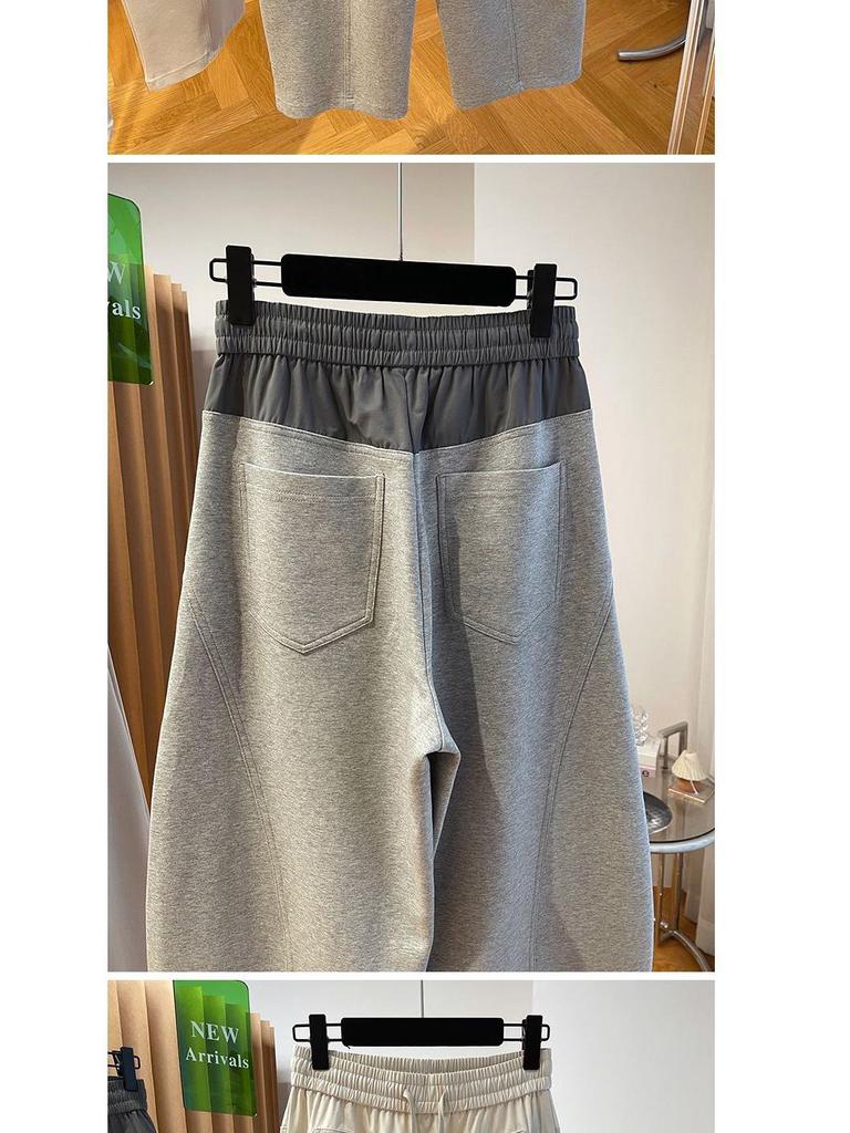Spring 2024 Women's High-Waist Color-Contrast Wide-Leg Pants