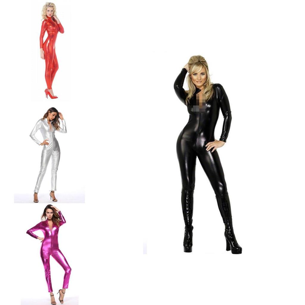 Elegant And Attractive Metallic Catsuit Bodysuit With Good Stretchy Fabric For Women