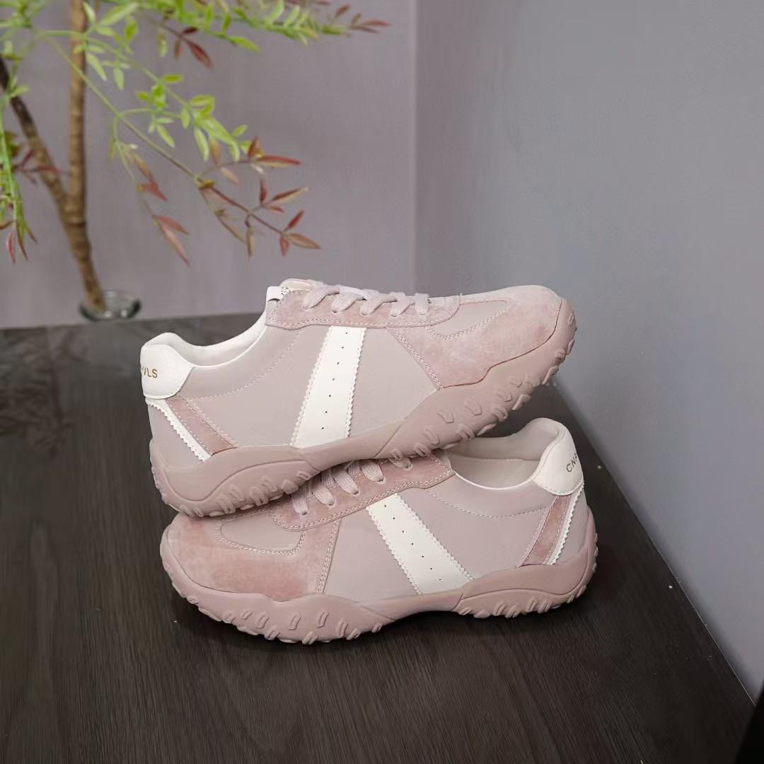 

Кожаные ретро женские цветные новые кожаные дышащие спортивные и повседневные белые туфли на мягкой подошве 35 розовый