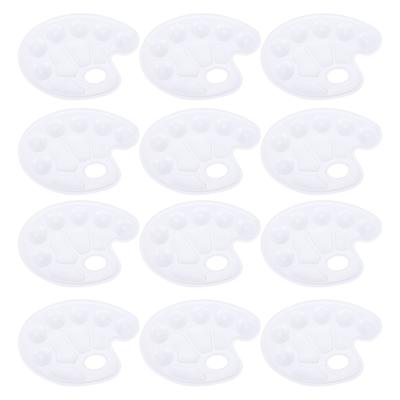 12Pcs Plastic Paint Tray Palettes White 10‑Hole Watercolor Mixing Painting Accessories