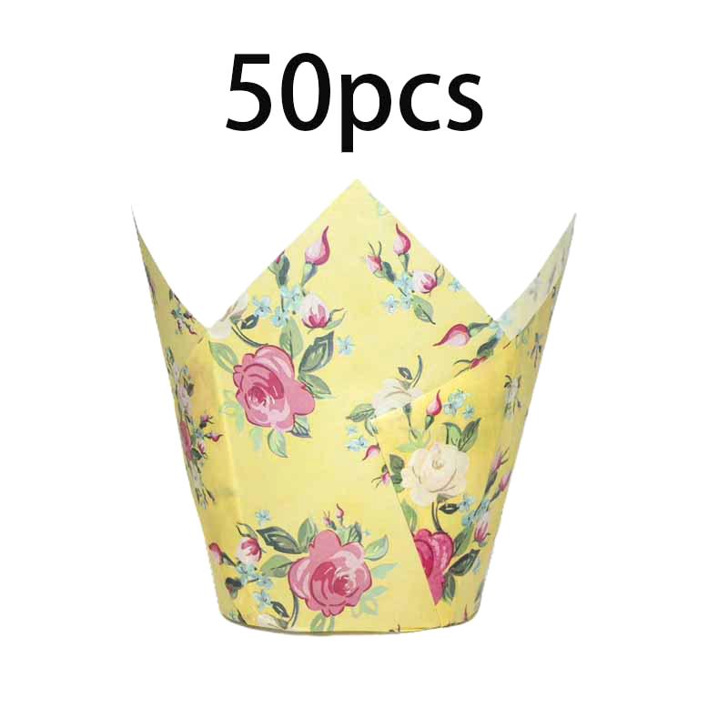 50Pcs Tulip Muffin Cupcake Paper Cups Oilproof Cupcakes Liner Baking Muffin Cup Cake Holder Decorating Tools Muffin Wrap Cases