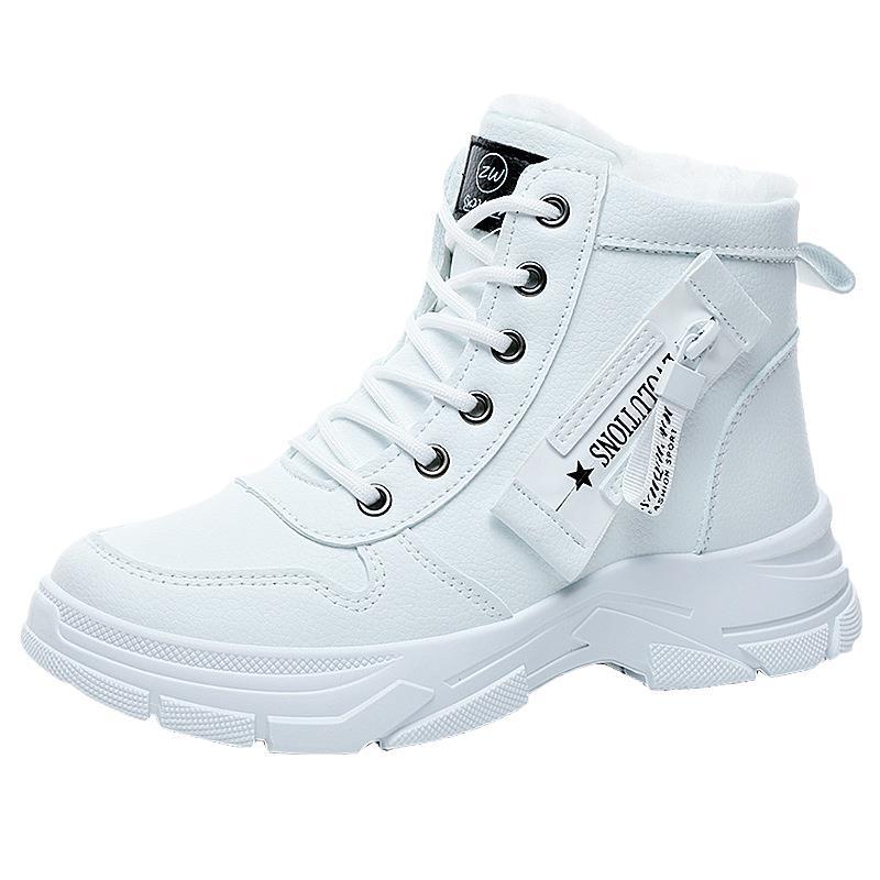 2025 Women's Winter Fleece-Lined Snow Boots - Thickened Ankle Martin Style, Warm & Sporty for Students