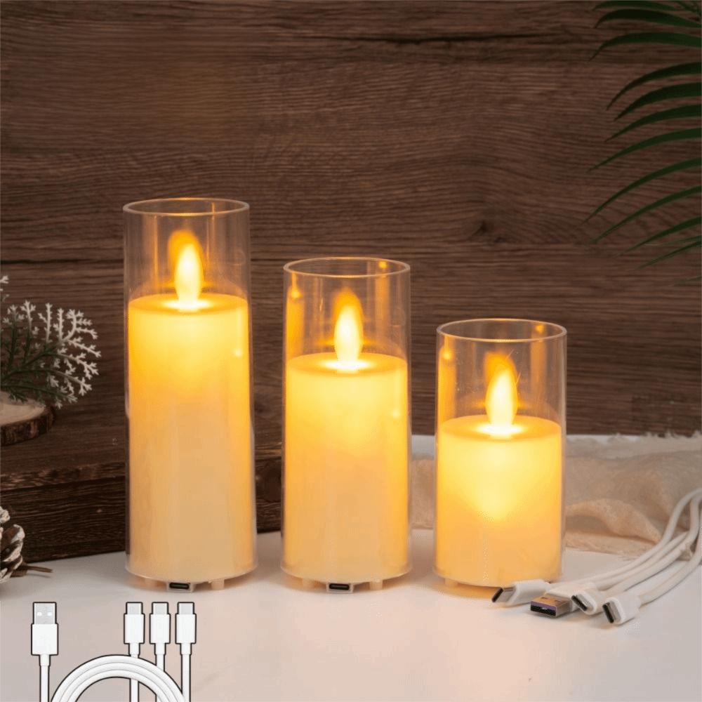 with Remote Control Electronic Candles Rechargeable Atmosphere Night Lamp  Home Decor
