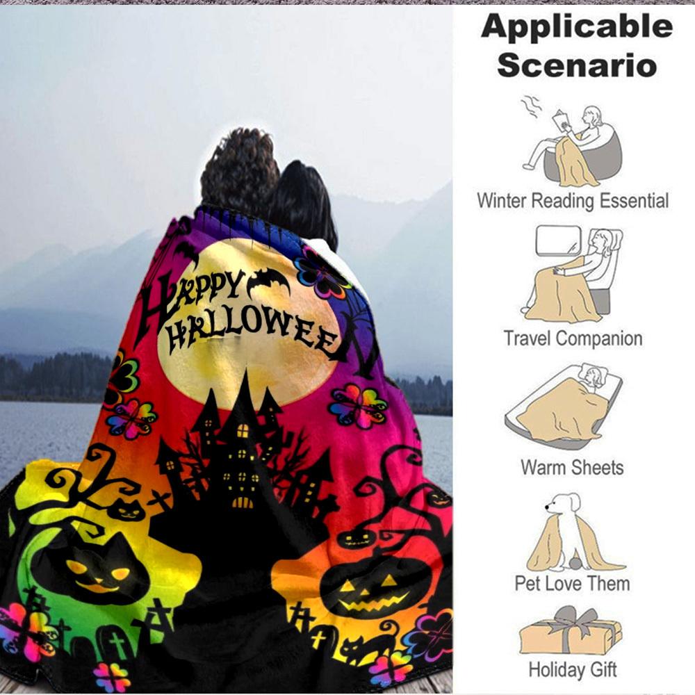 1pc Halloween Decorations Blanket Lightweight Flannel Blanket Throw Blanket For Sofa, Bed, Travel, Camping Yy2509026226