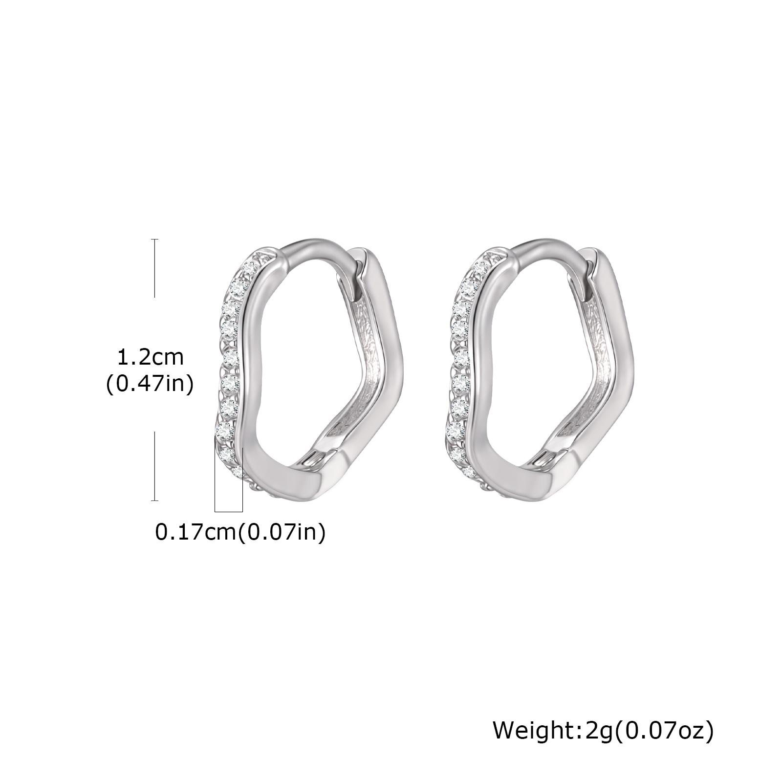 

Shiny Zircon Irregular Wave Hoop Earrings, Silver Color Metal Small Earrings for Women, Minimalist Fashion Party Jewelry Gift