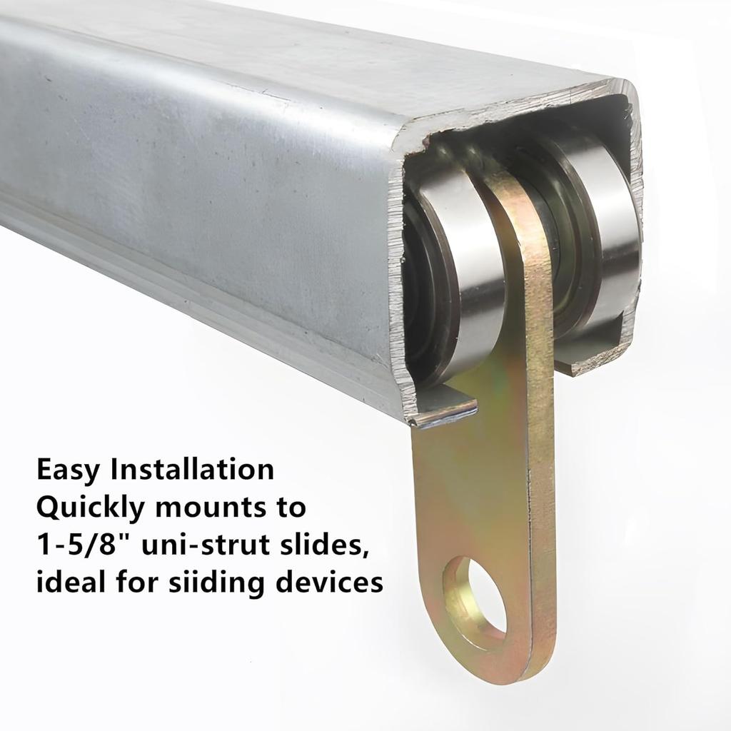 2 Wheel Trolley Assembly Rollers, Trolley Roller for Use with 1-5/8" Wide and All1-5/8 or Taller Strut Channel 4pcs