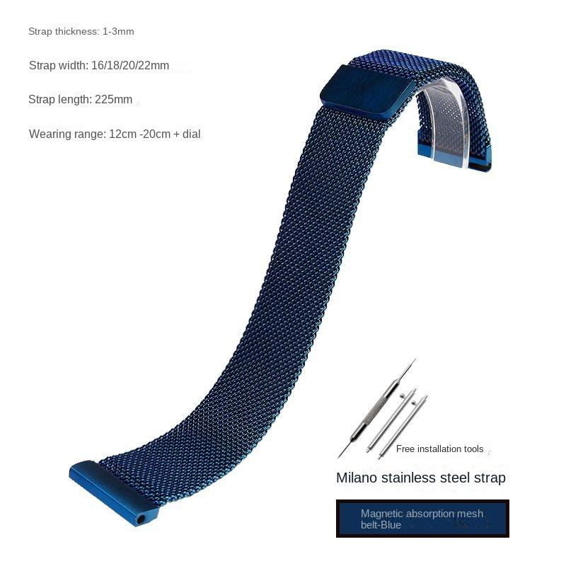 

Синий ремешок из нержавеющей стали, замена, медаль Россини, Citizen, Armani, Longines, синий ремешок для часов из воловьей кожи, браслет-цепочка 20 мм 21 мм 22 мм 22mm