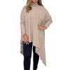 Women Tops High Collar Long Sleeve Solid Color Irregular Hem Pullover Tops Loose