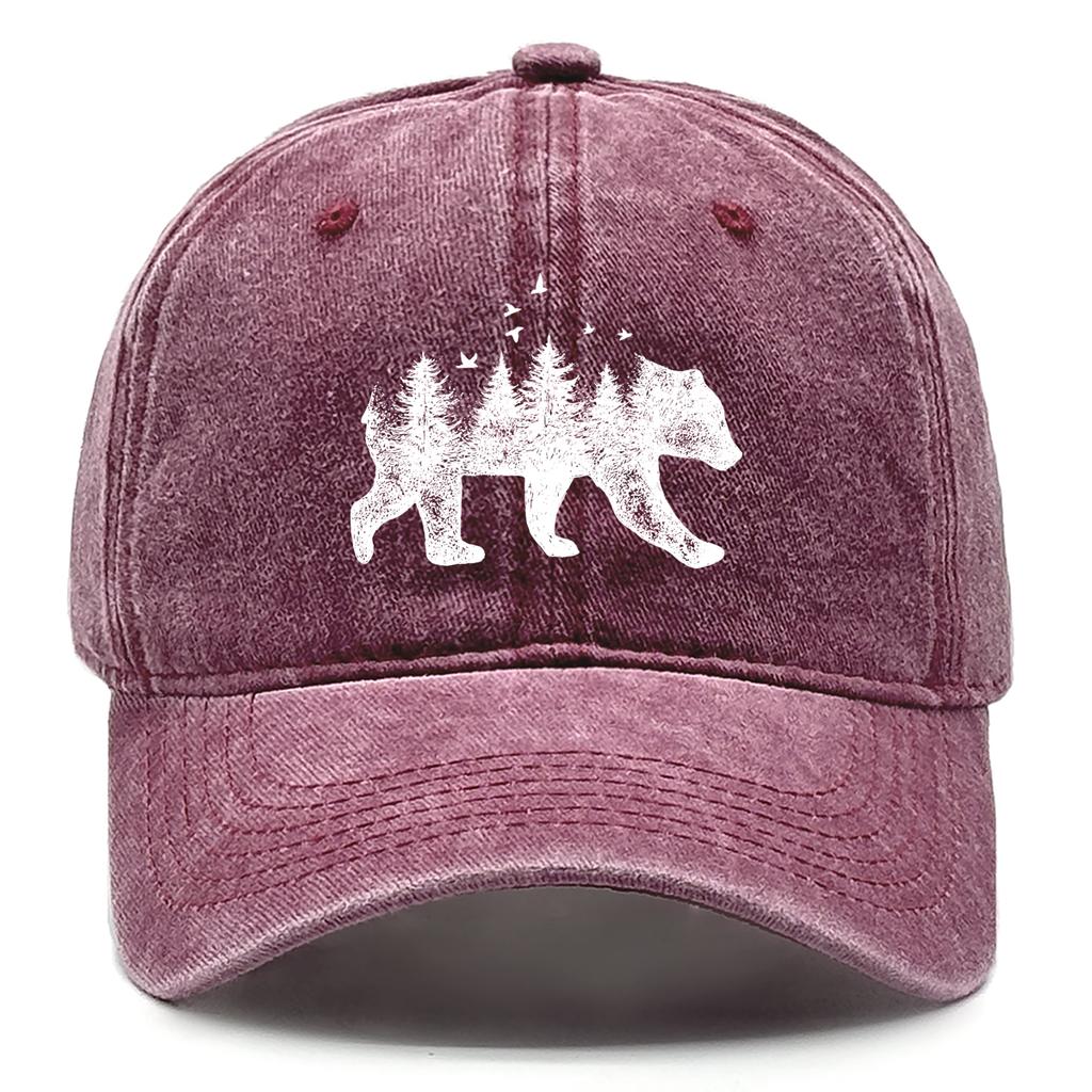 Forest Bear Washed Cotton Snapback Baseball Caps Gorra Hombre Leisure Distressed Adjustable Baseball Hat For Mountaineering
