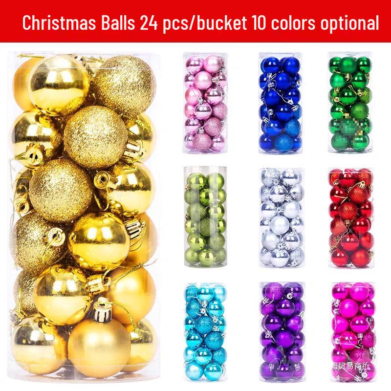 Christmas Tree Hanging Ball Ornaments - Electroplated & Colored Balls for Mall or Bar Ceiling Decoration, Large Bucket Set
