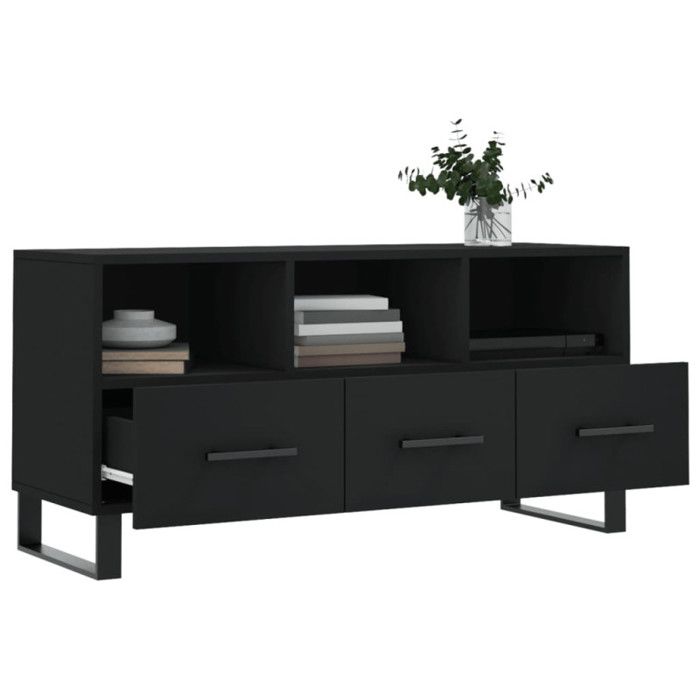 VidaXL Meuble TV noir 102x36x50 cm bois d'ingénierie 829061